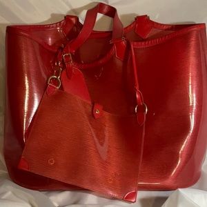 Louis Vuitton Electric Red Epi Plage Lagoon Bay w/detachable pouchette.